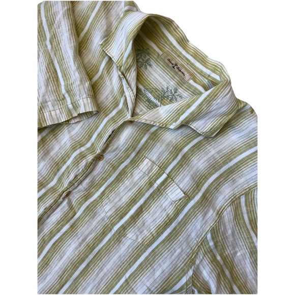 Tommy Bahama Mens Short Sleeve Button Up Shirt Size XL Striped 100% Linen - Picture 1 of 10